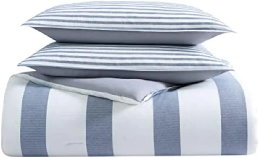 Nautica - King Comforter Set, Reversible Cotton Bedding with Matching Shams, Medium-Weight, Oeko-Tex Certified (Fairwater Blue)