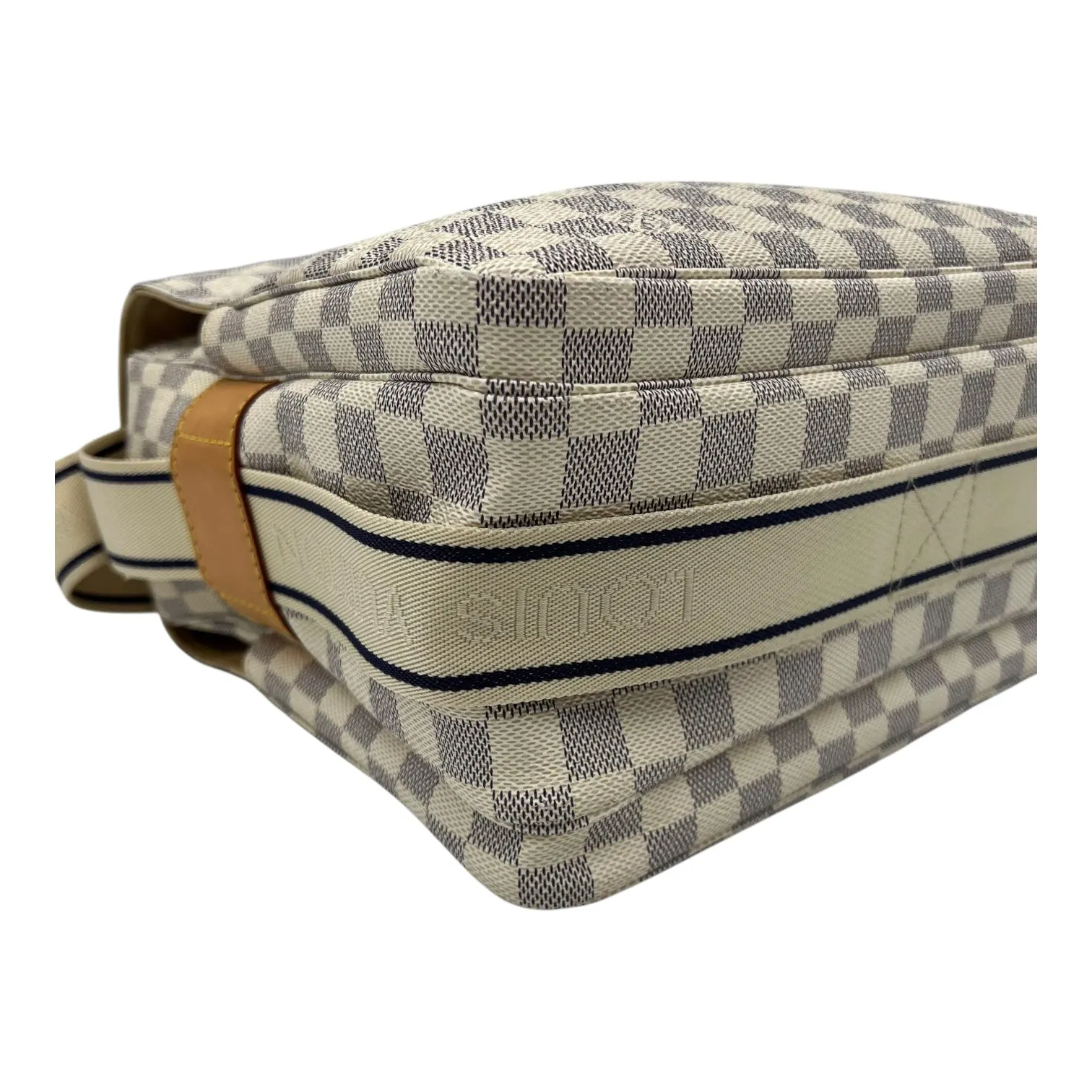Naviglio Crossbody Bag Damier Azur in Coated Canvas, Enamel hardware