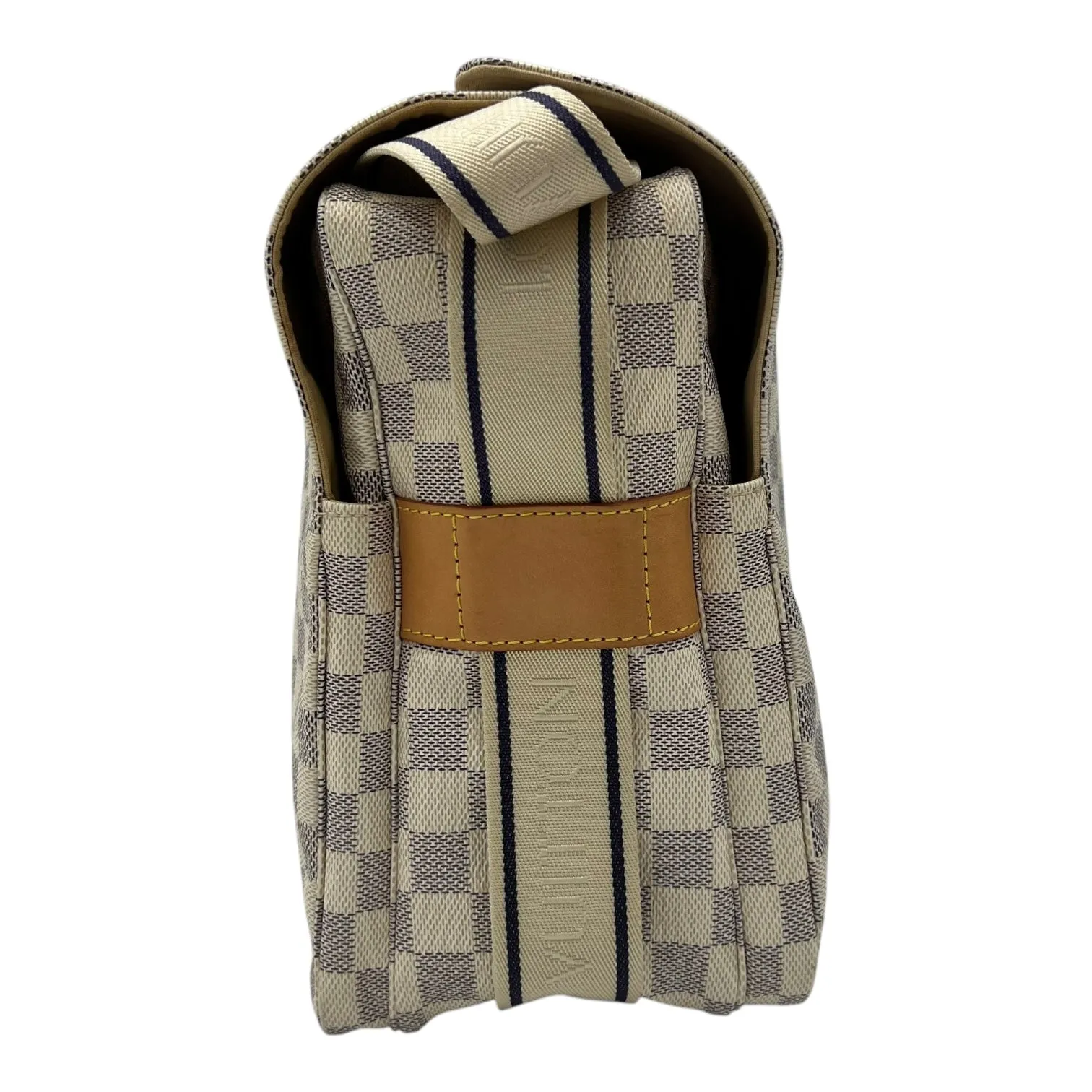 Naviglio Crossbody Bag Damier Azur in Coated Canvas, Enamel hardware