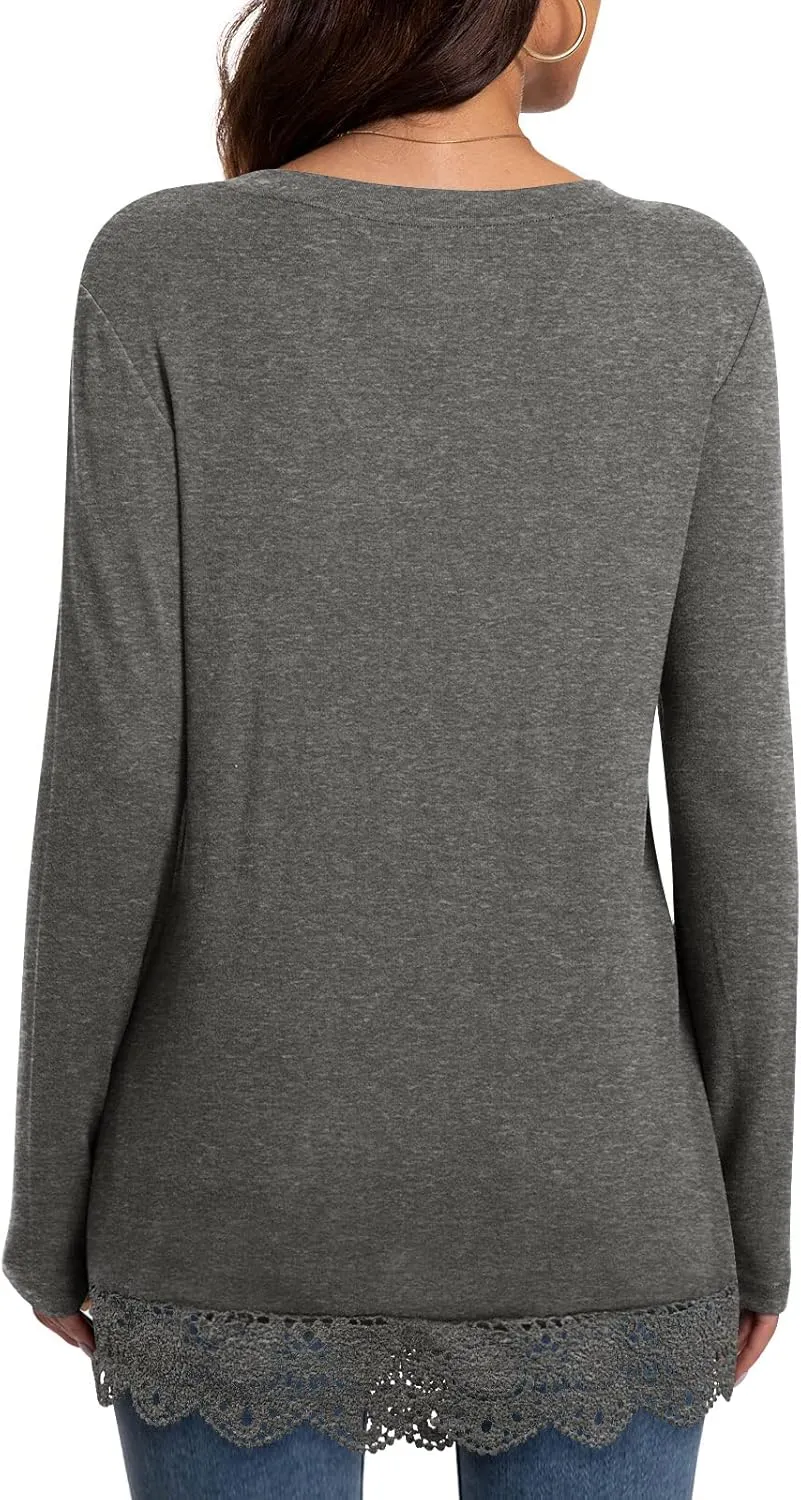 Netsmile Women's Fall Long Sleeve V-Neck Tunic Tops Casual Sweatshirt for Leggings