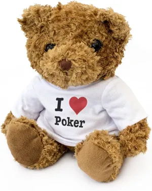 New - I Love Poker - Teddy Bear - Cute and Cuddly - Gift Present Birthday Xmas