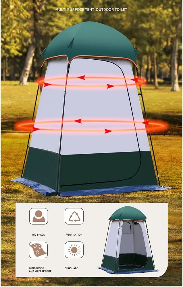 NIEH Extra Wide Privacy Shower Tent Outdoor Toilet Dressing/Changing Room Portable Shelter Tent with Carrying Bag for Camping Hiking Beach Bathroom, Easy Set Up, 160X160X240CM, Green