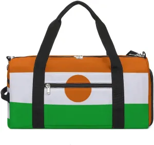 Niger Flag Gym Duffel for Boys Girls with Waterproof Shoe Compartment Tote