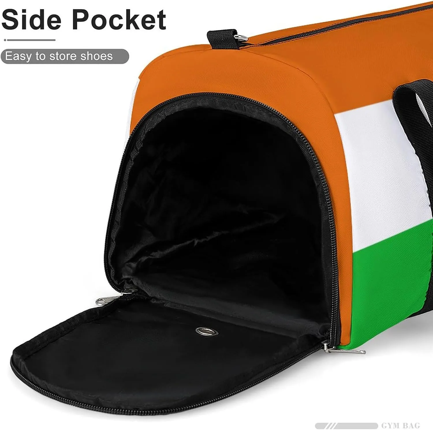 Niger Flag Gym Duffel for Boys Girls with Waterproof Shoe Compartment Tote