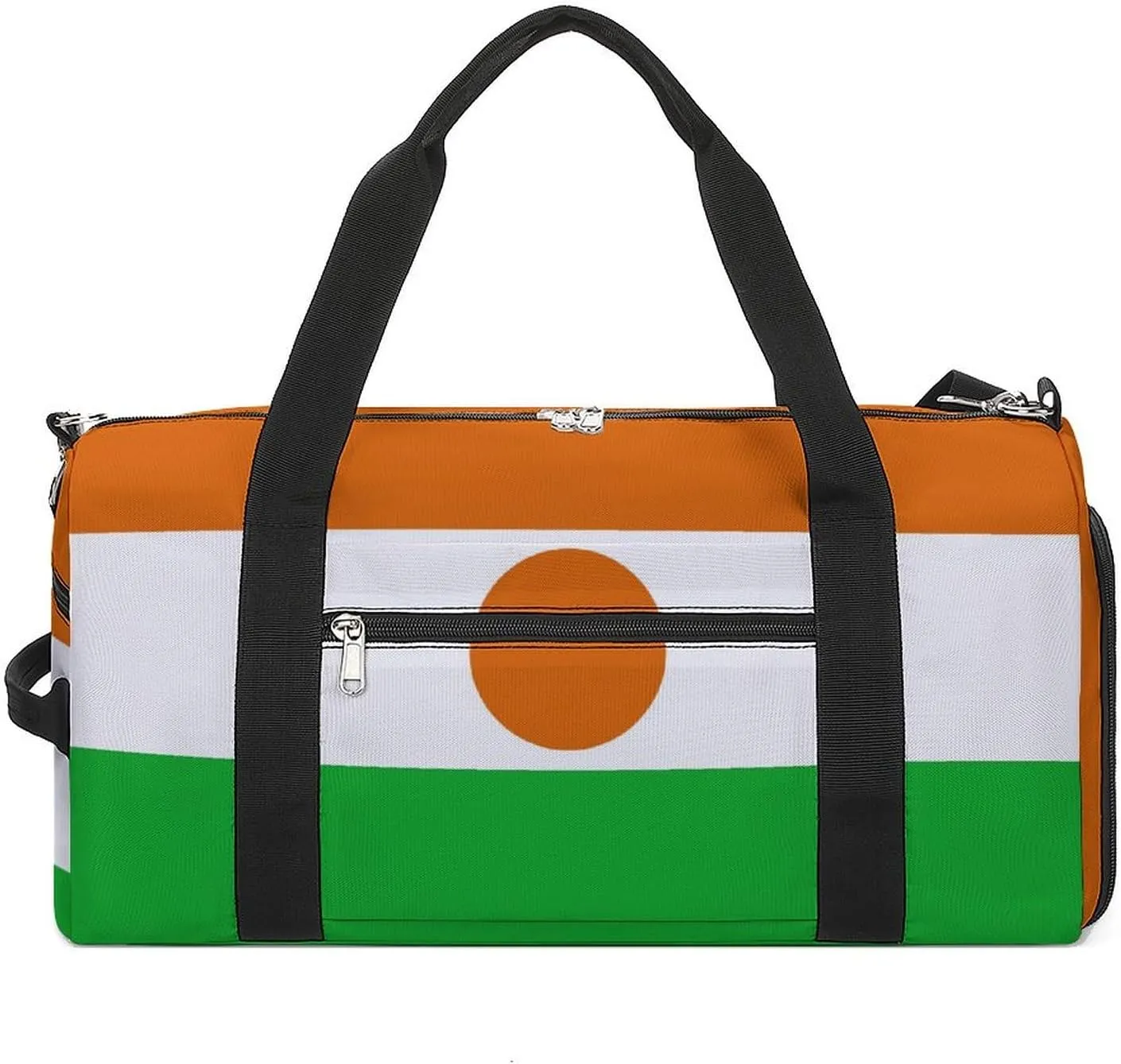 Niger Flag Gym Duffel for Boys Girls with Waterproof Shoe Compartment Tote
