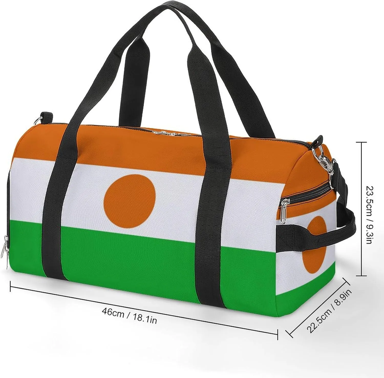 Niger Flag Gym Duffel for Boys Girls with Waterproof Shoe Compartment Tote