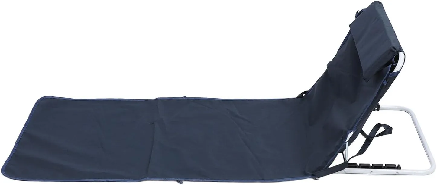 Niiyen Folding Chaise Portable Camping Cot Reclining Chair Outdoor Sun Tanning Mat with 5 Level Reclining Back for Outside Poolside Beach Lawn Camping (Navy Blue)