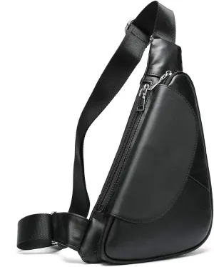 NIUCUNZH Genuine Leather Sling Bag Triangle Crossbody Bags Front Chest Day Pack One Shoulder Strap Backpack