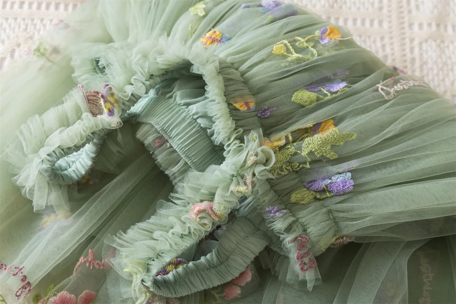NNJXD Baby Girl Tulle Dress Casual Flower Embroidery Toddler Dresses