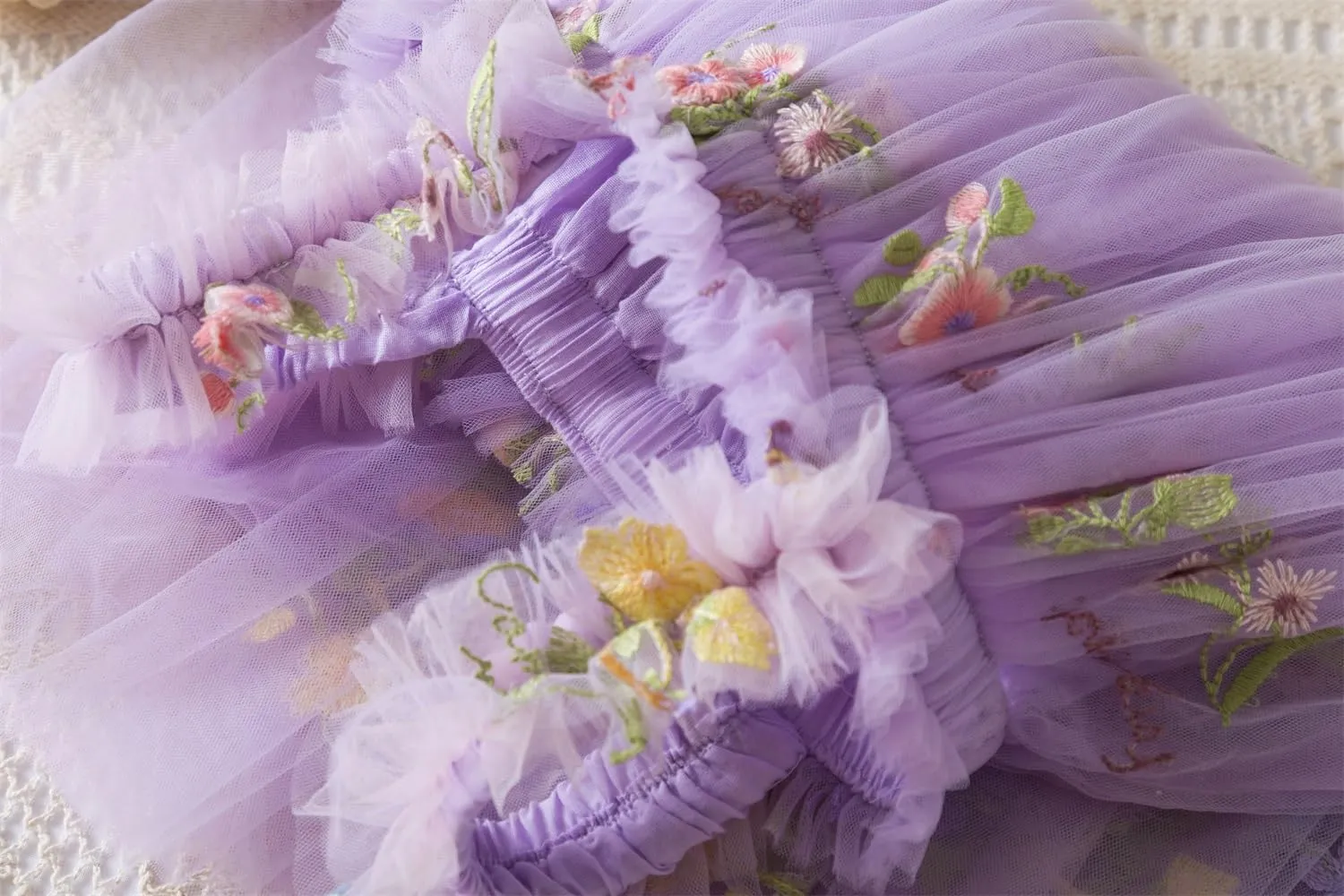 NNJXD Baby Girl Tulle Dress Casual Flower Embroidery Toddler Dresses