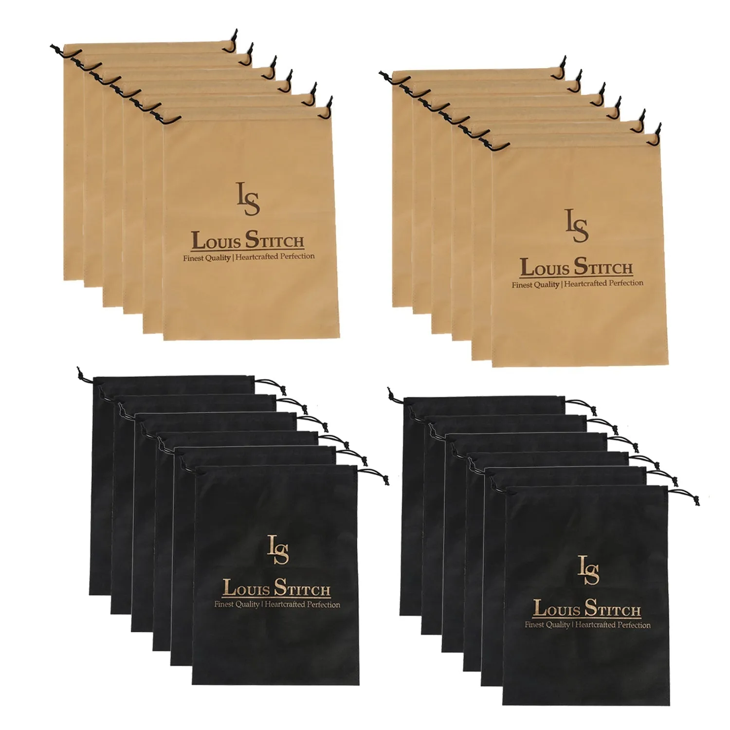 Non Woven Shoe Bag Pack Of  24 Black & Beige Plain