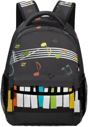 Note Score Keyboard Colorful Backpack Music Piano Large computer Bags with Chest Strap,Lightweight Casual Daypack for Women Men Hiking Travel Work and Business 16 Inch