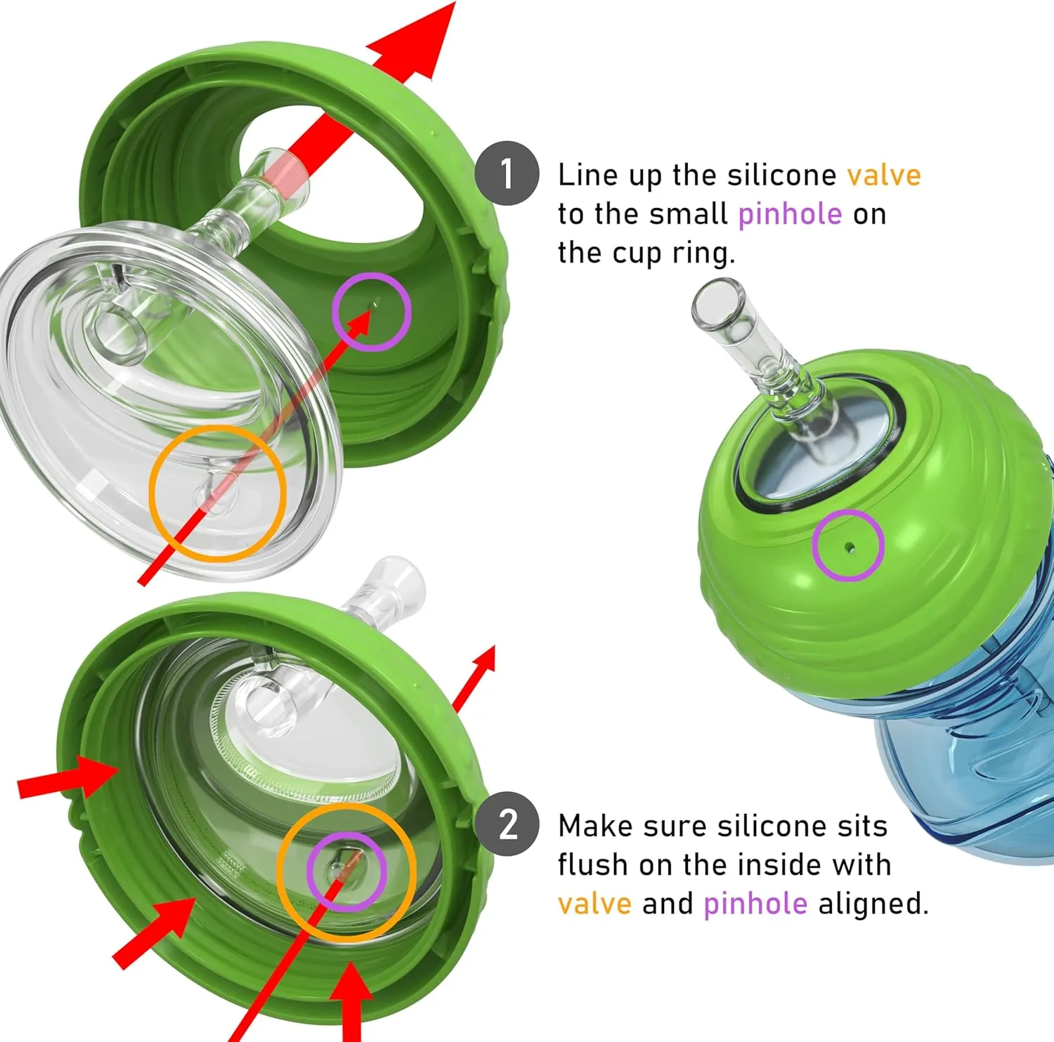 Nuby 3 Piece No-Spill Easy Grip Cup with Flex Straw, Clik It Lock Feature, Boy, 10 Ounce