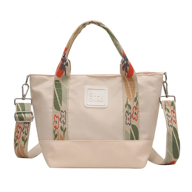Nylon Fabric Shoulder Crossbody Bags For Women Luxury Designer Handbags Water Resistant Floral Strap Large Capacity Shopper Tote
