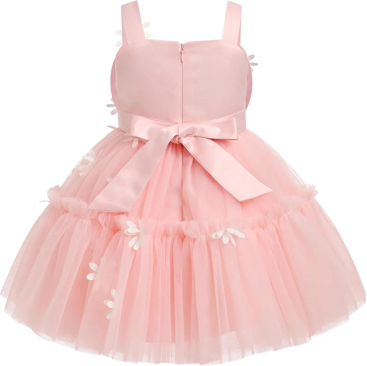 OBEEII Toddler Baby Girl Birthday Dress Sleeveless Satin Bowknot Butterfly Strawberry Tulle Dress Flower Girl Pageant Dress