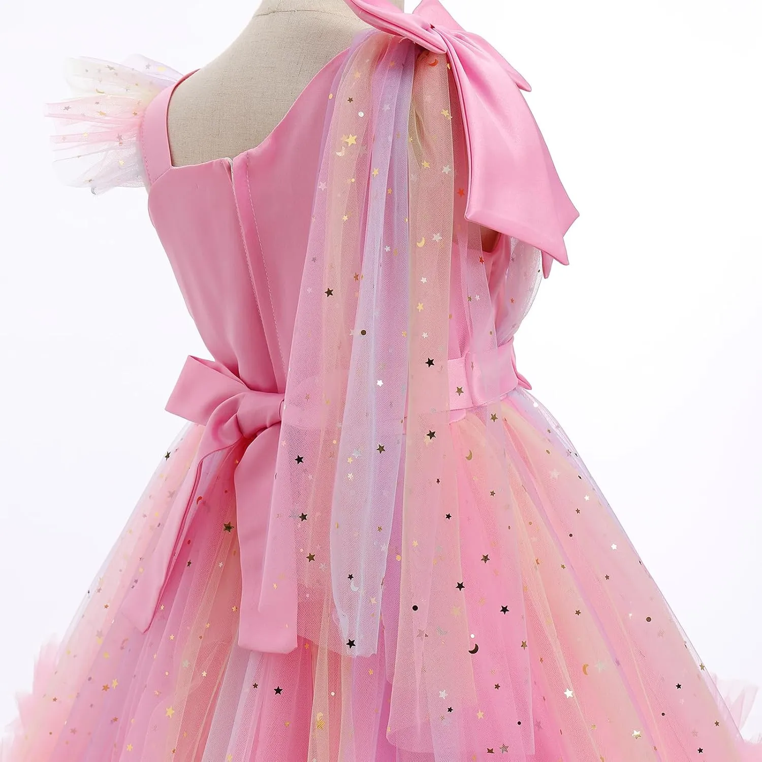 OBEEII Toddler Baby Girls Pageant Dress Sequins Heart Tulle Tutu Dress Flower Wedding Princess Birthday Party Prom Gown