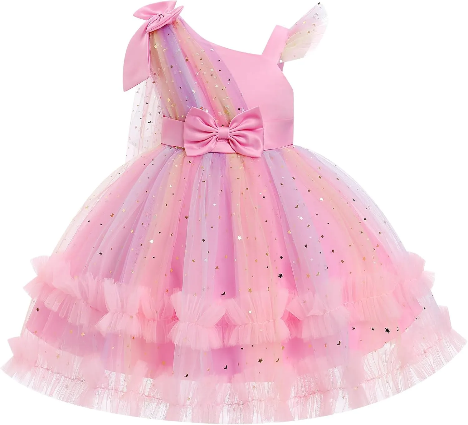 OBEEII Toddler Baby Girls Pageant Dress Sequins Heart Tulle Tutu Dress Flower Wedding Princess Birthday Party Prom Gown