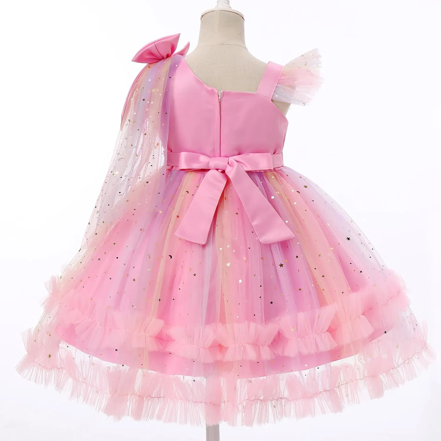 OBEEII Toddler Baby Girls Pageant Dress Sequins Heart Tulle Tutu Dress Flower Wedding Princess Birthday Party Prom Gown