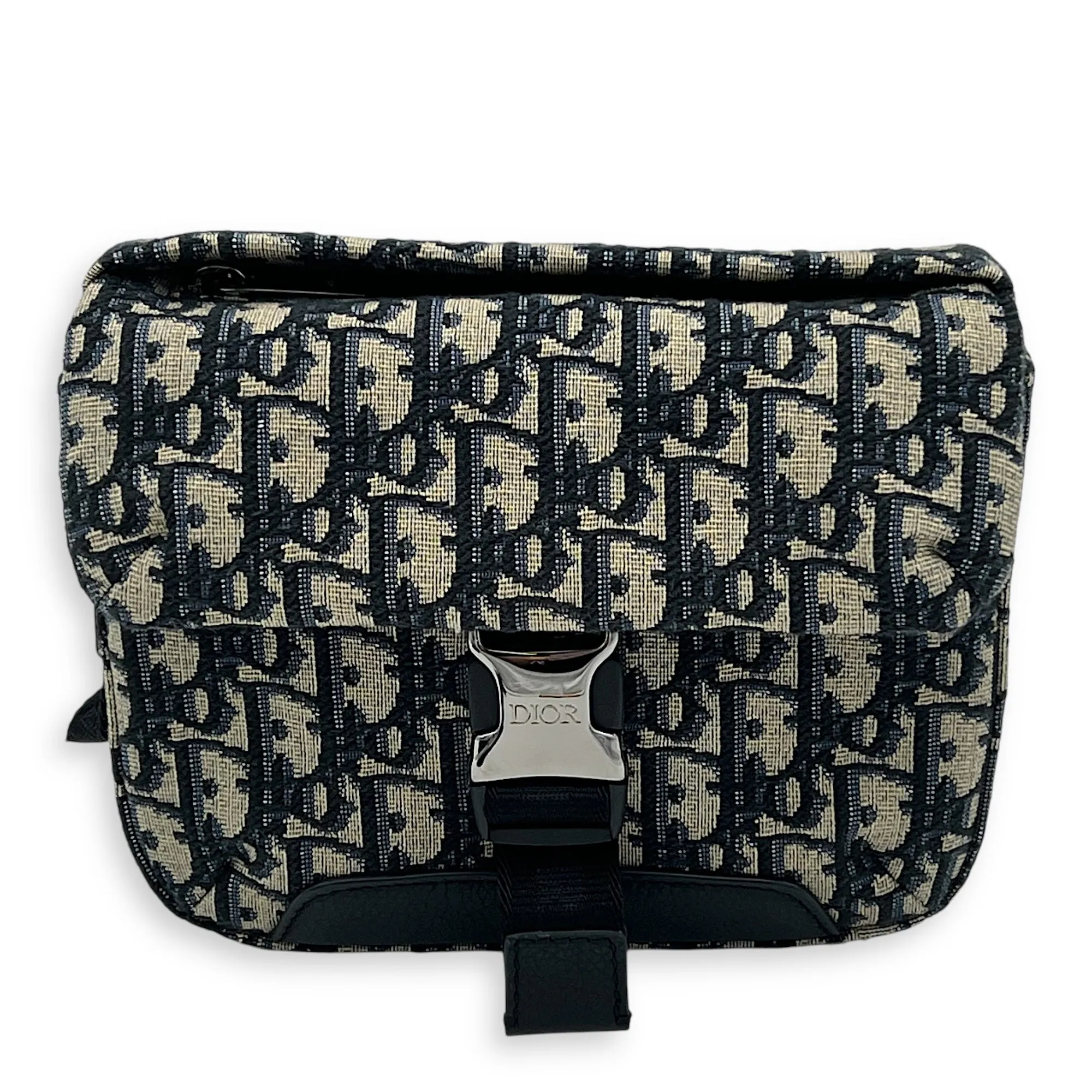 Oblique Blue Crossbody Bag in Jacquard, Silver hardware