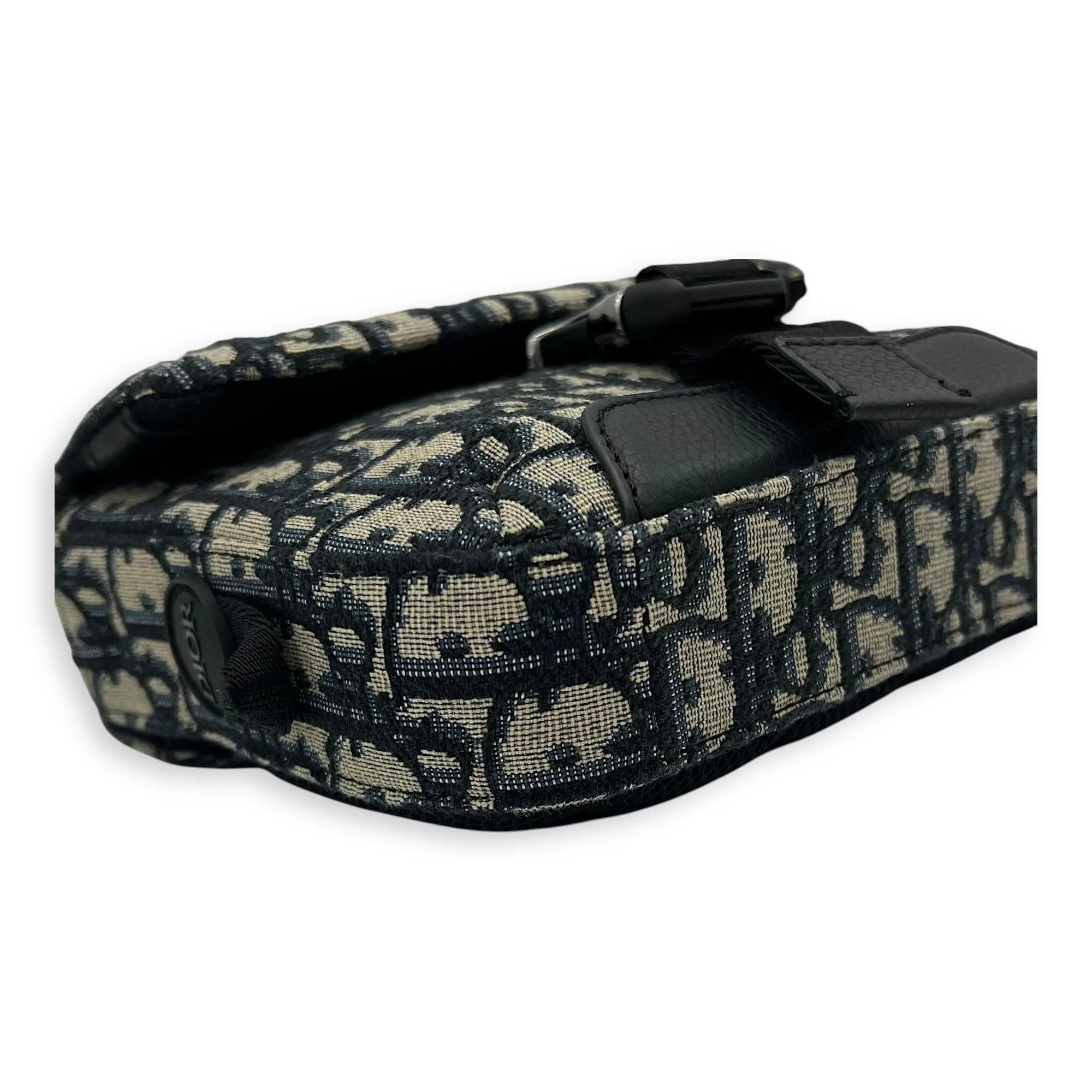 Oblique Blue Crossbody Bag in Jacquard, Silver hardware