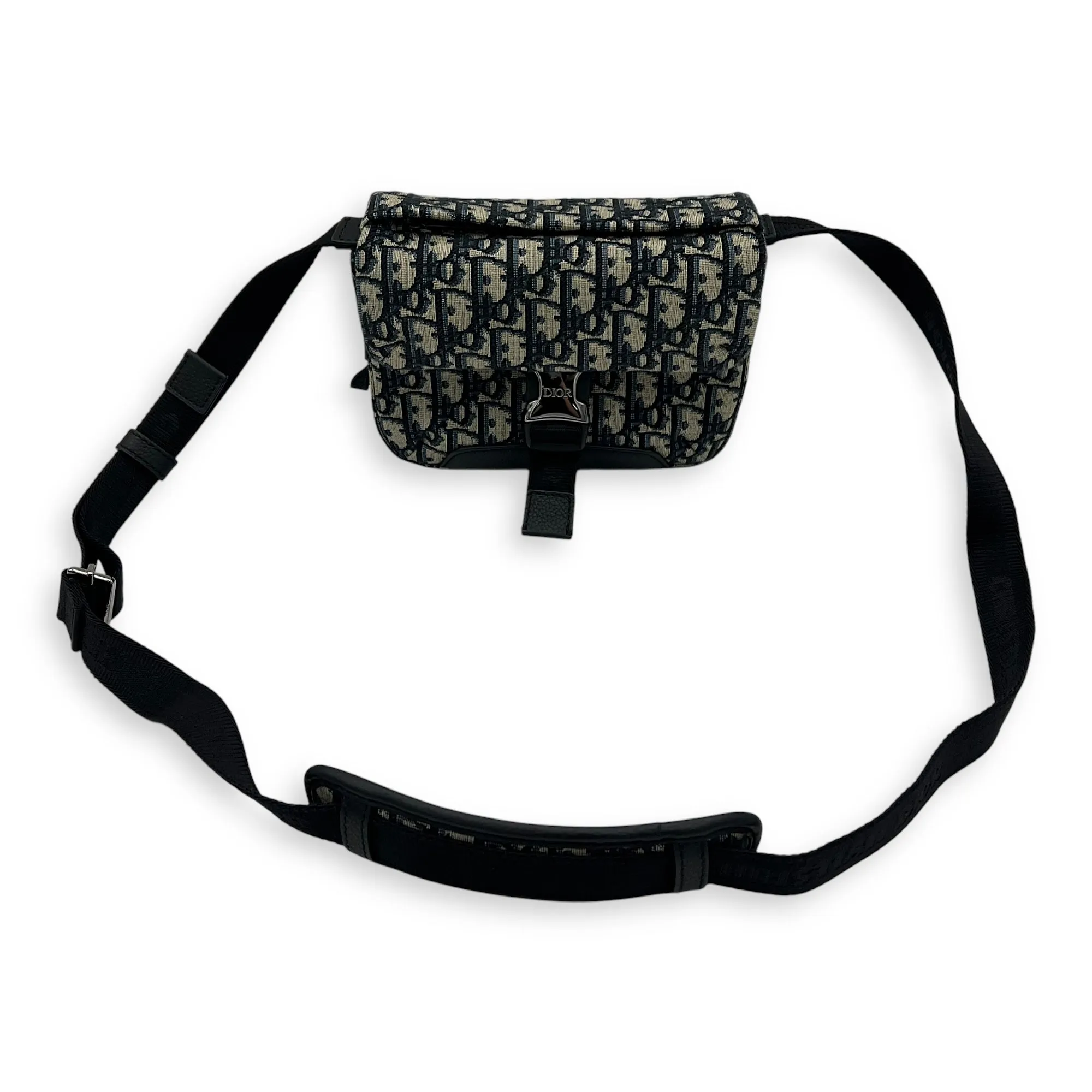 Oblique Blue Crossbody Bag in Jacquard, Silver hardware