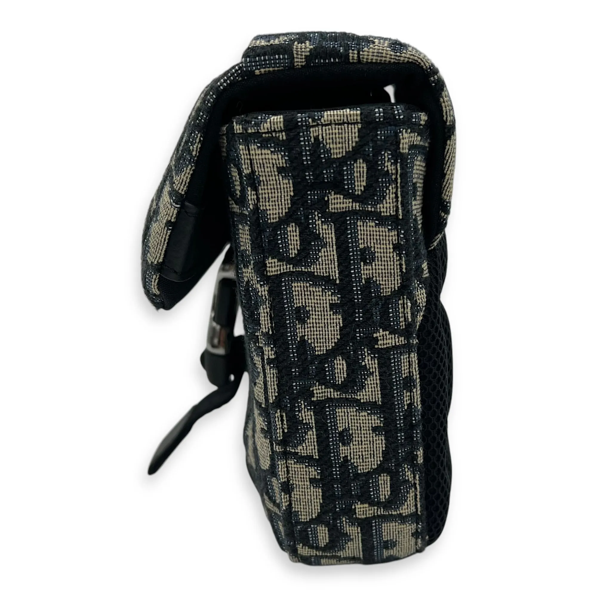 Oblique Blue Crossbody Bag in Jacquard, Silver hardware