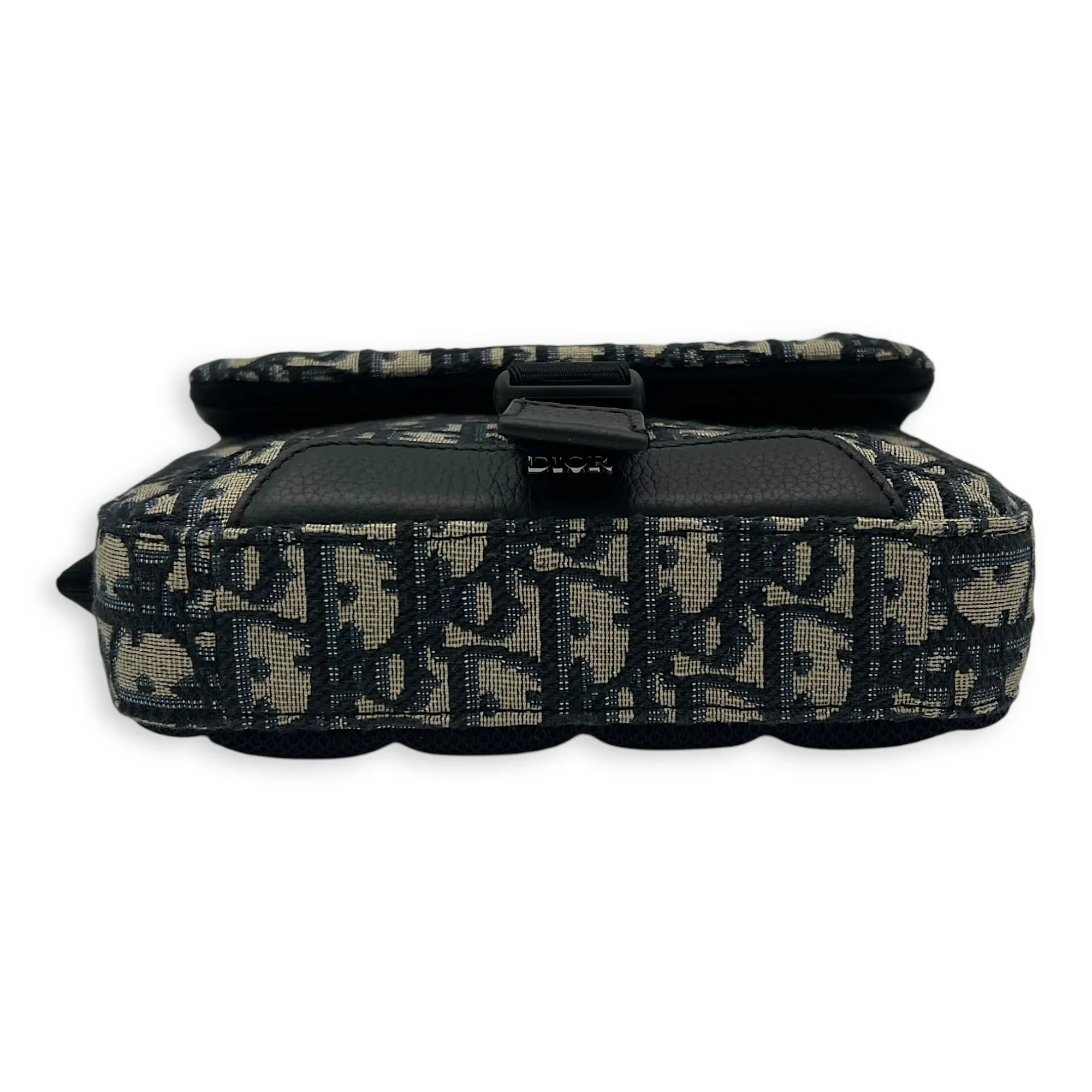 Oblique Blue Crossbody Bag in Jacquard, Silver hardware
