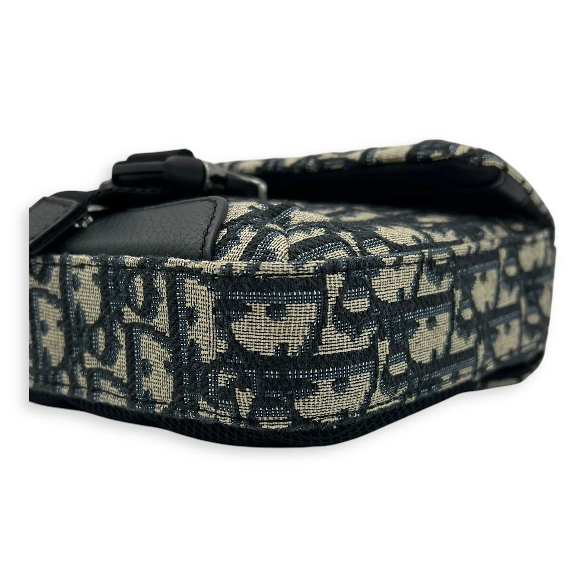 Oblique Blue Crossbody Bag in Jacquard, Silver hardware