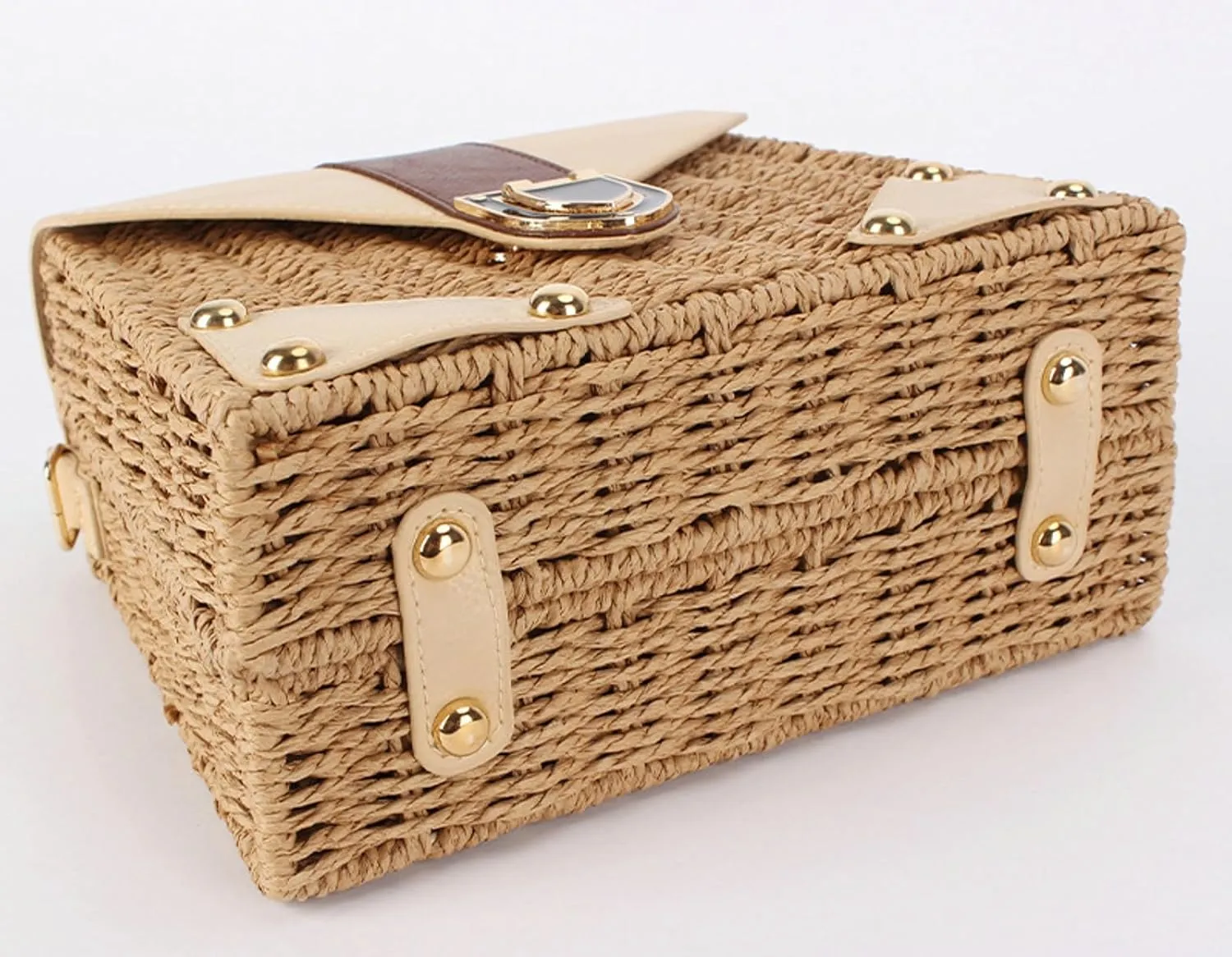 Obosoyo 2025 Summer Straw Square Bag Women Handheld Shoulder Bag Woven Vacation Paper Rope Crossbody Bag