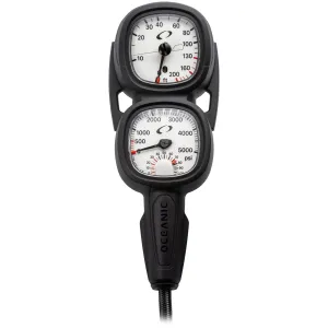 OCEANIC Maxview Combo: Includes Pressure and Depth gauges | Oversized gauges, for Easy Viewing | Pressure Gauge Available in PSI or Bar | 36" House Included | PSI/Fahrenheit/Feet
