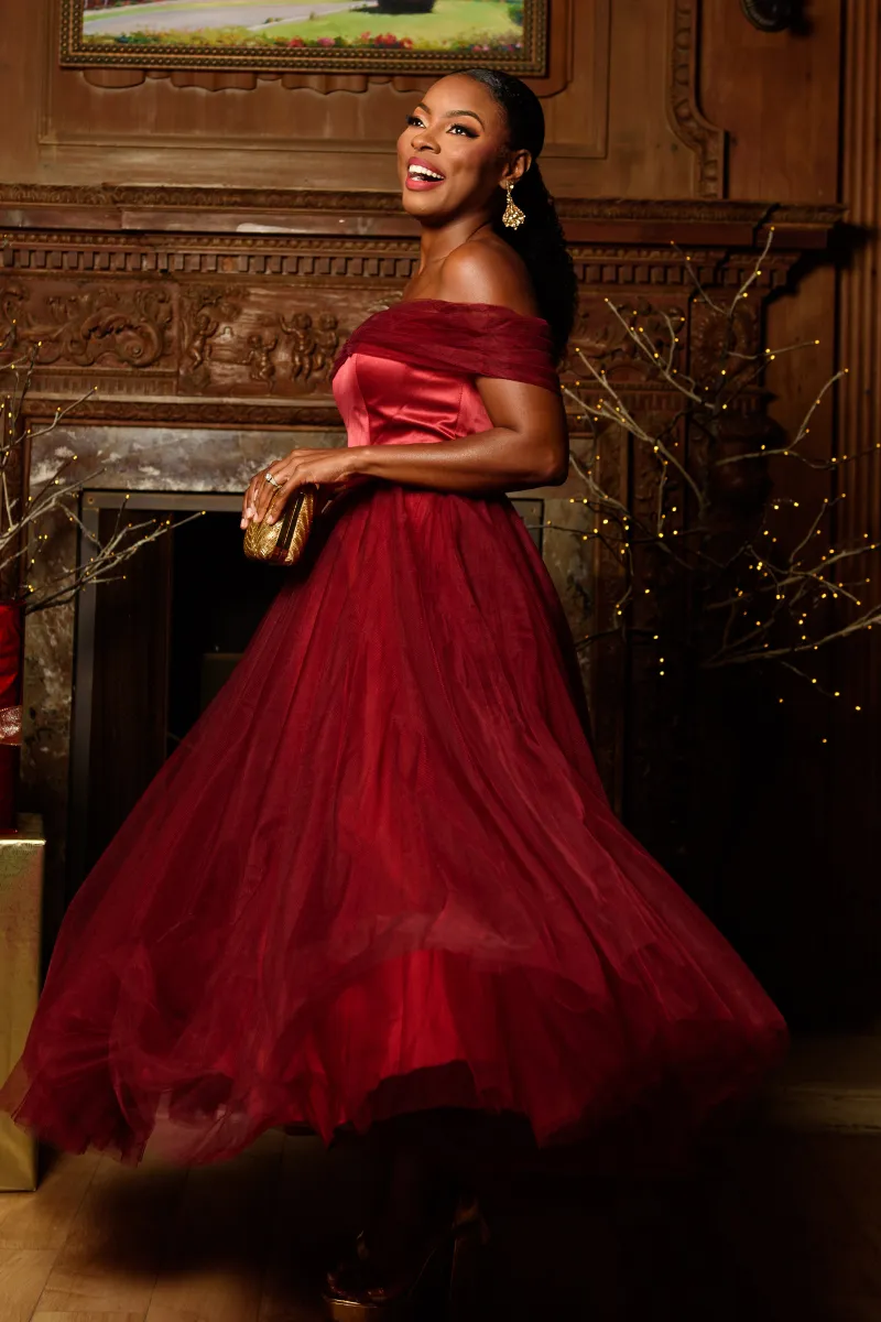 Off-Shoulder Flare Tulle Formal