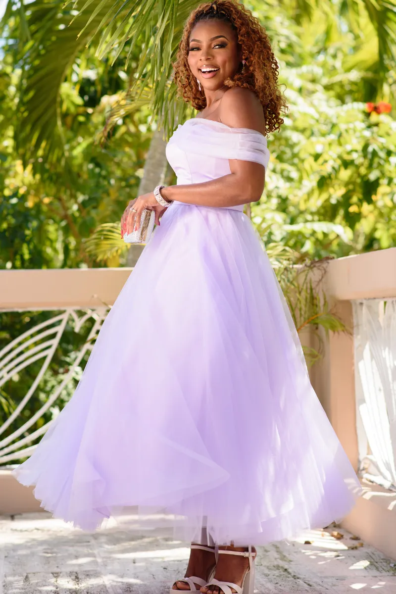 Off-Shoulder Flare Tulle Formal