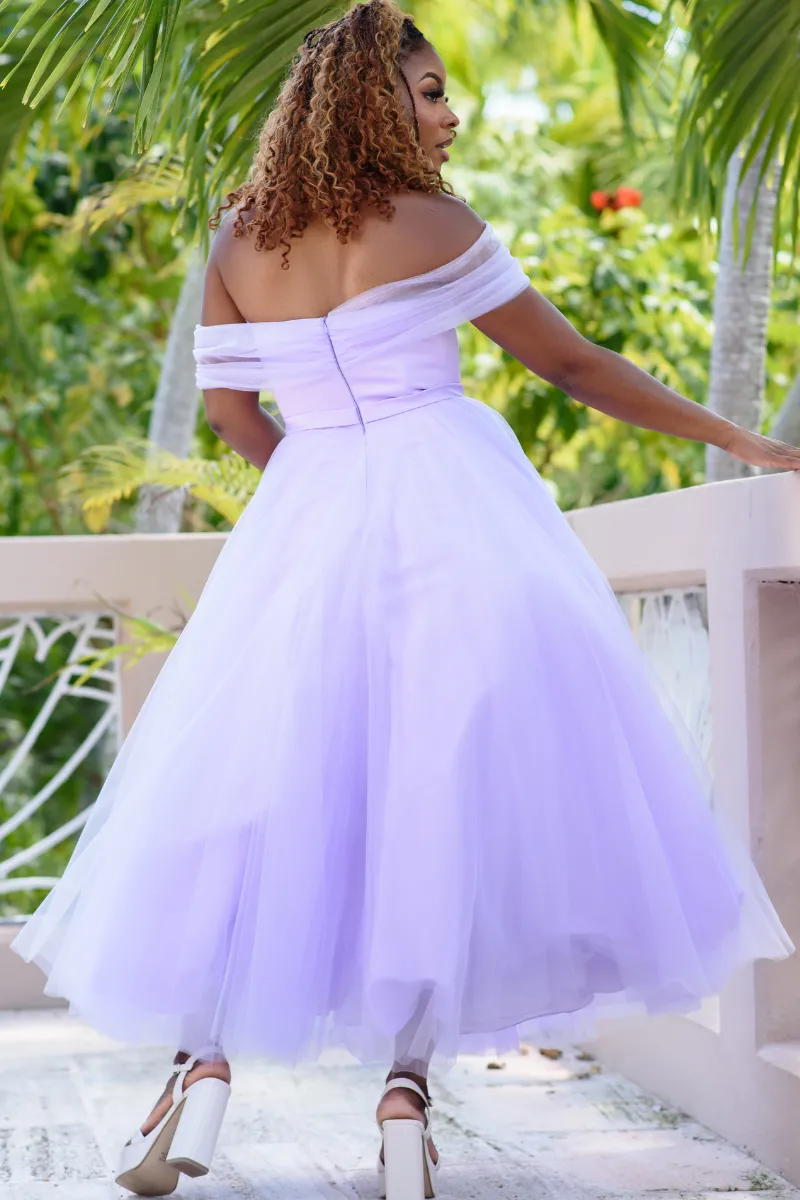 Off-Shoulder Flare Tulle Formal