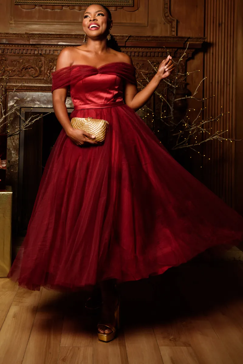 Off-Shoulder Flare Tulle Formal