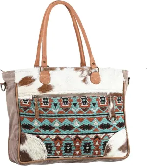 OHV273 TOTE Upcycled Wool Upcycled Canvas Hair-on Genuine Leather women bag western handbag purse