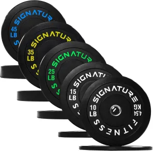 Olympic Bumper Plates with Steel Hub 2-Inch Weight Plates for Strength Training & Weightlifting, Pairs or Sets or Sets with Barbell