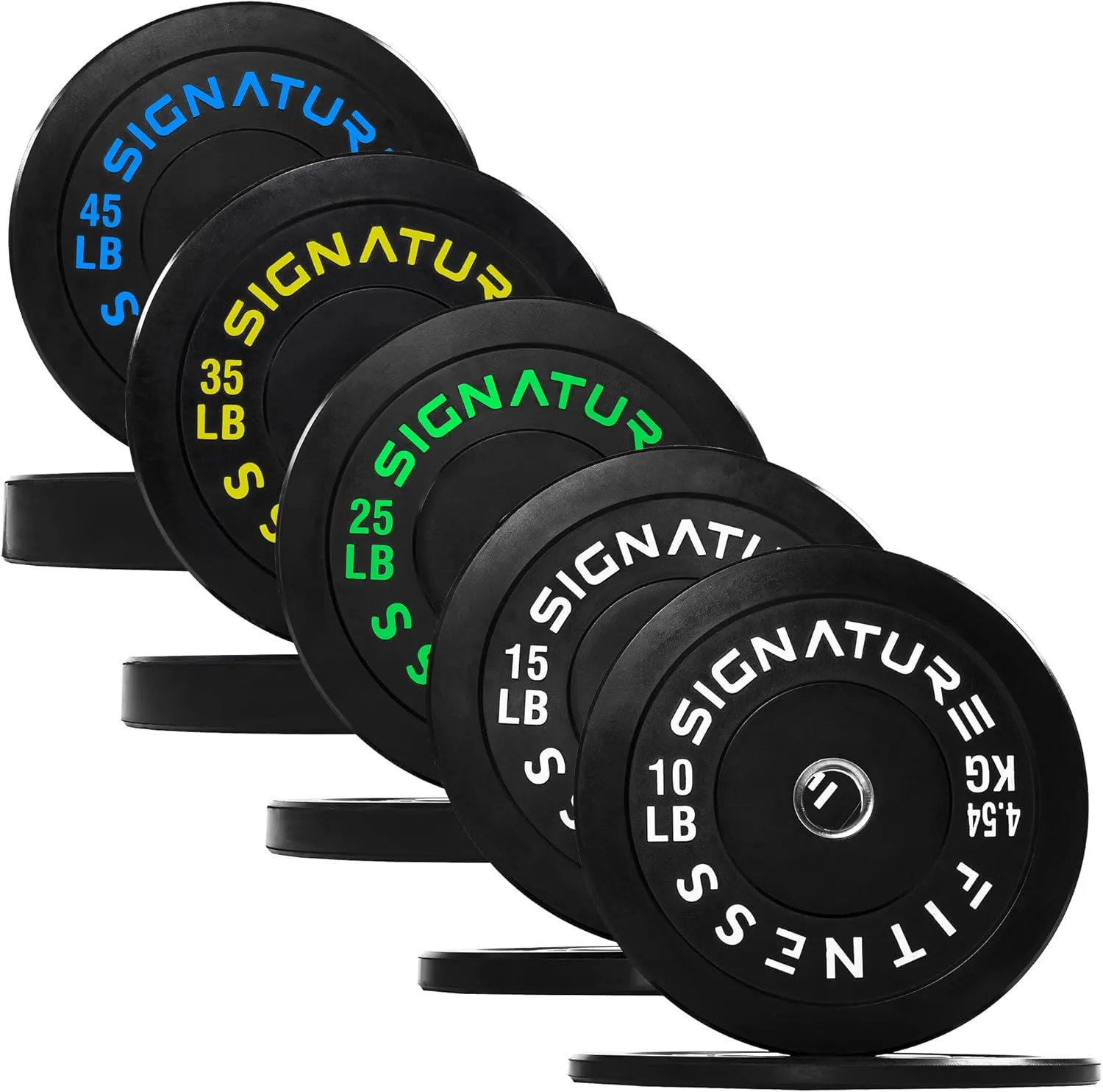 Olympic Bumper Plates with Steel Hub 2-Inch Weight Plates for Strength Training & Weightlifting, Pairs or Sets or Sets with Barbell