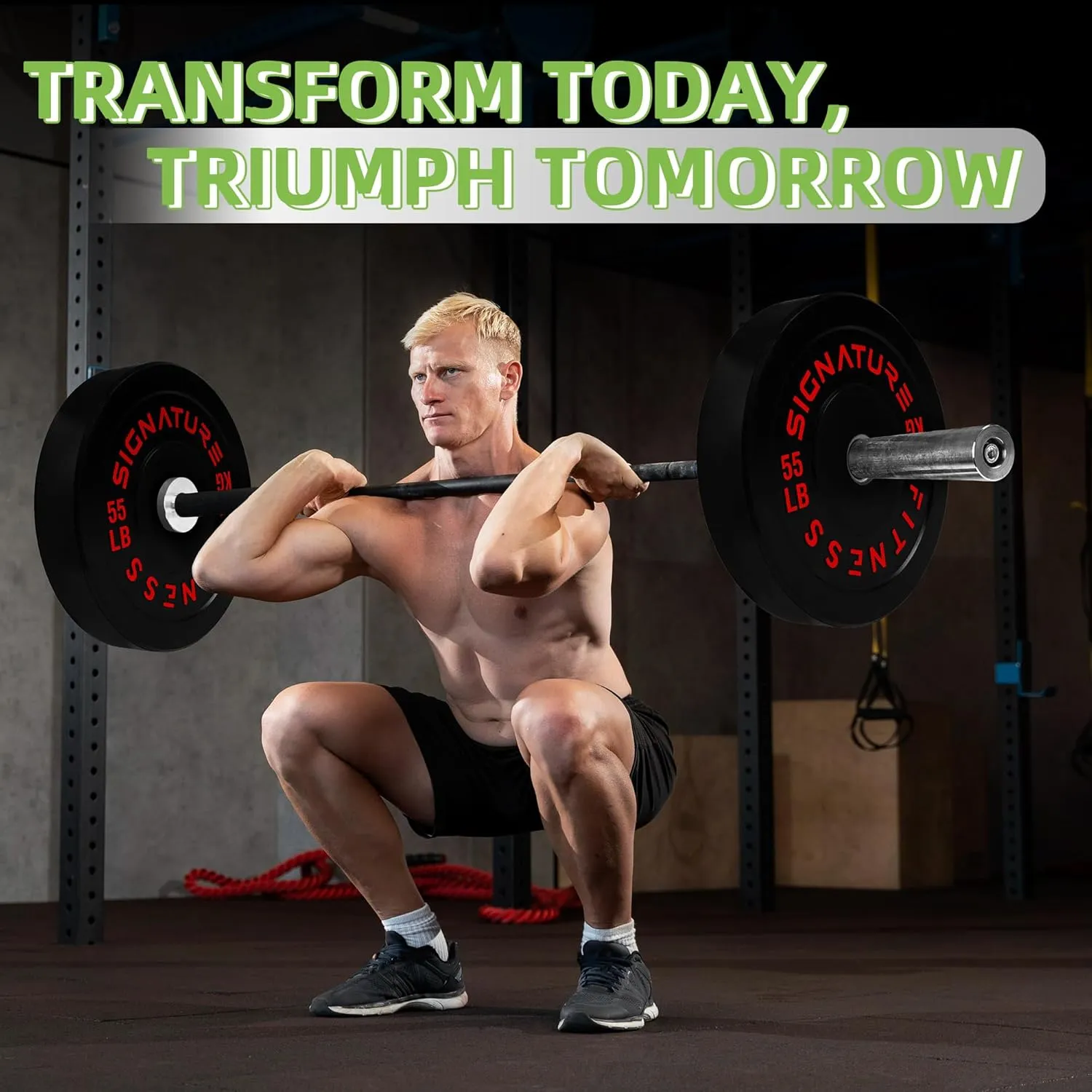 Olympic Bumper Plates with Steel Hub 2-Inch Weight Plates for Strength Training & Weightlifting, Pairs or Sets or Sets with Barbell