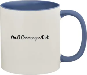 On A Champagne Diet - 11oz Ceramic Colored Inner & Handle Coffee Mug, Cambridge Blue
