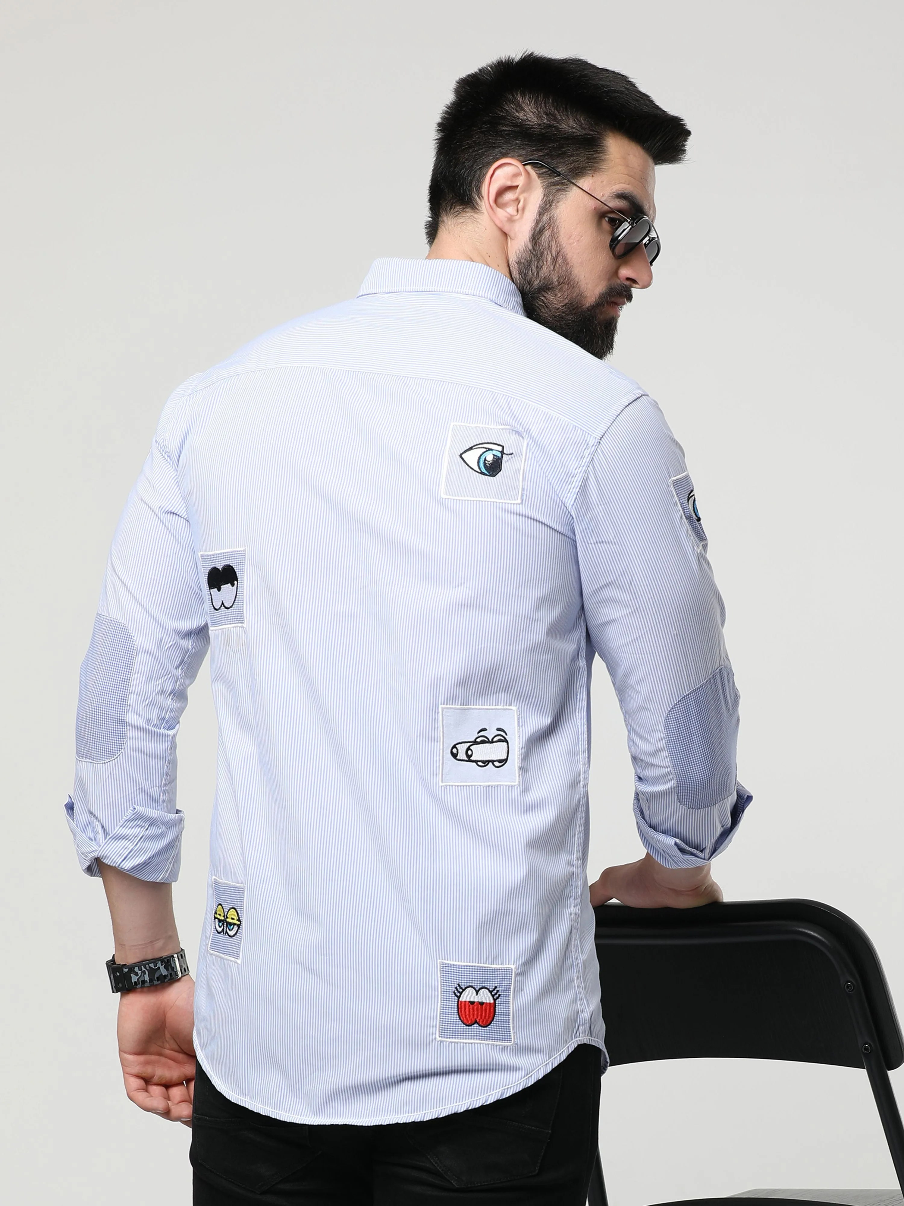 Onfire Fancy Designer Sky Blue Shirt - A2059A