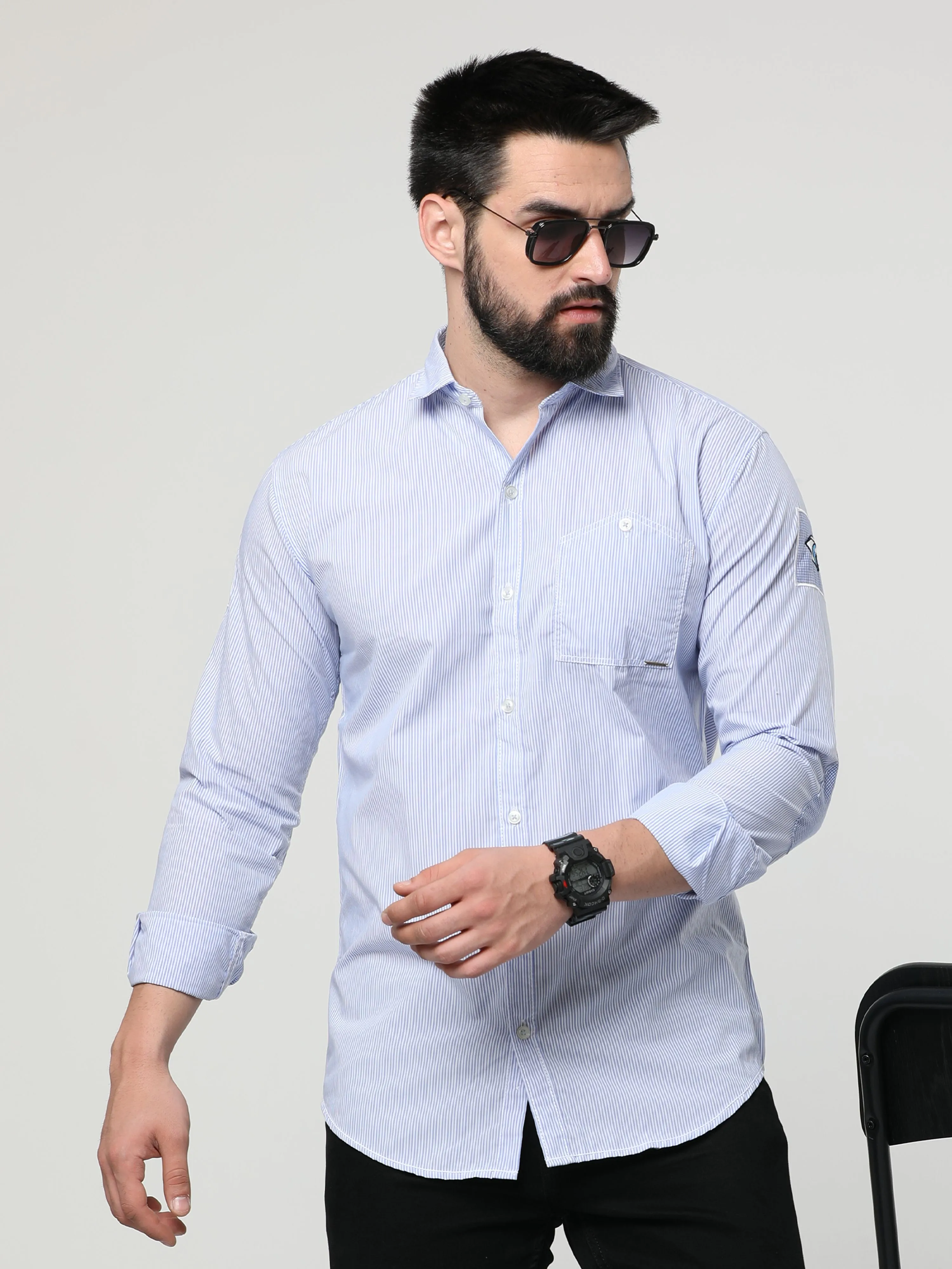 Onfire Fancy Designer Sky Blue Shirt - A2059A