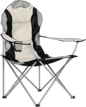Outdoor Camping Chair Iron Frame Black Padded Oxford Cloth Chair
