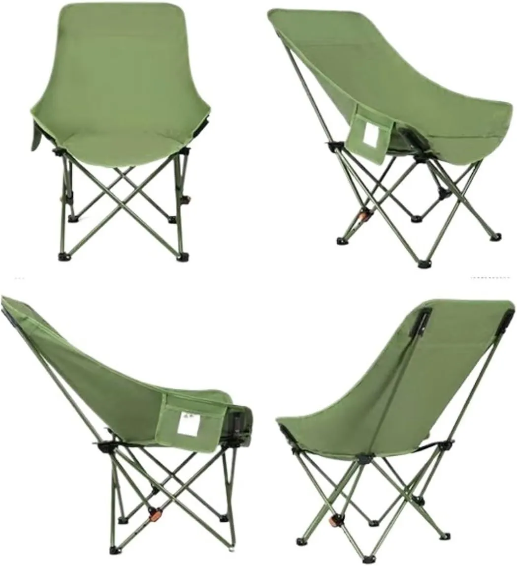 Outdoor Folding Chairs, Portable Picnic Camping, Fishing, and Elevated Lounge Chairs(Green)