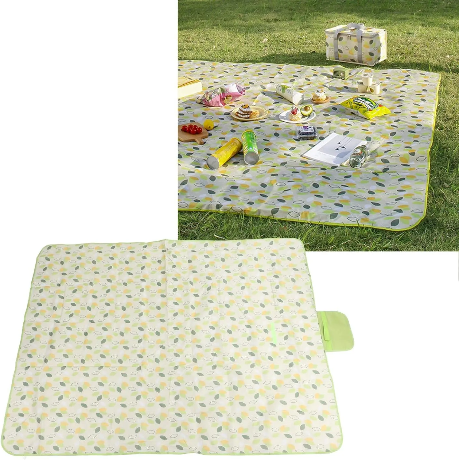 Outdoor Picnic Mat Blanket Waterproof Sand Beach Mat Thicken Oxford Cloth Foldable Camping Blankets for Traveling Open Air Concerts 78.7x59.1in(150x200cm / 59.1x78.7in-Leaf Style (Oxford Cloth))