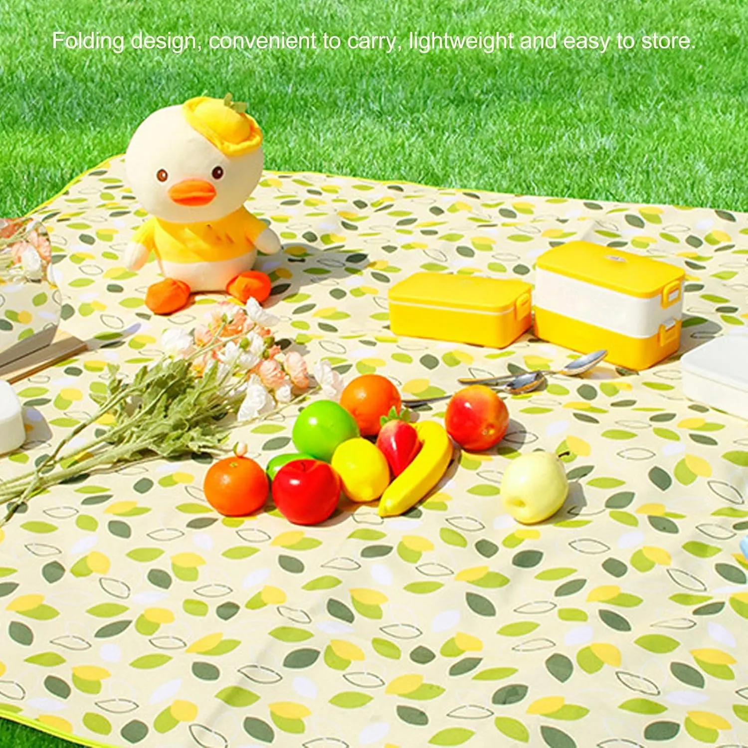 Outdoor Picnic Mat Blanket Waterproof Sand Beach Mat Thicken Oxford Cloth Foldable Camping Blankets for Traveling Open Air Concerts 78.7x59.1in(150x200cm / 59.1x78.7in-Leaf Style (Oxford Cloth))