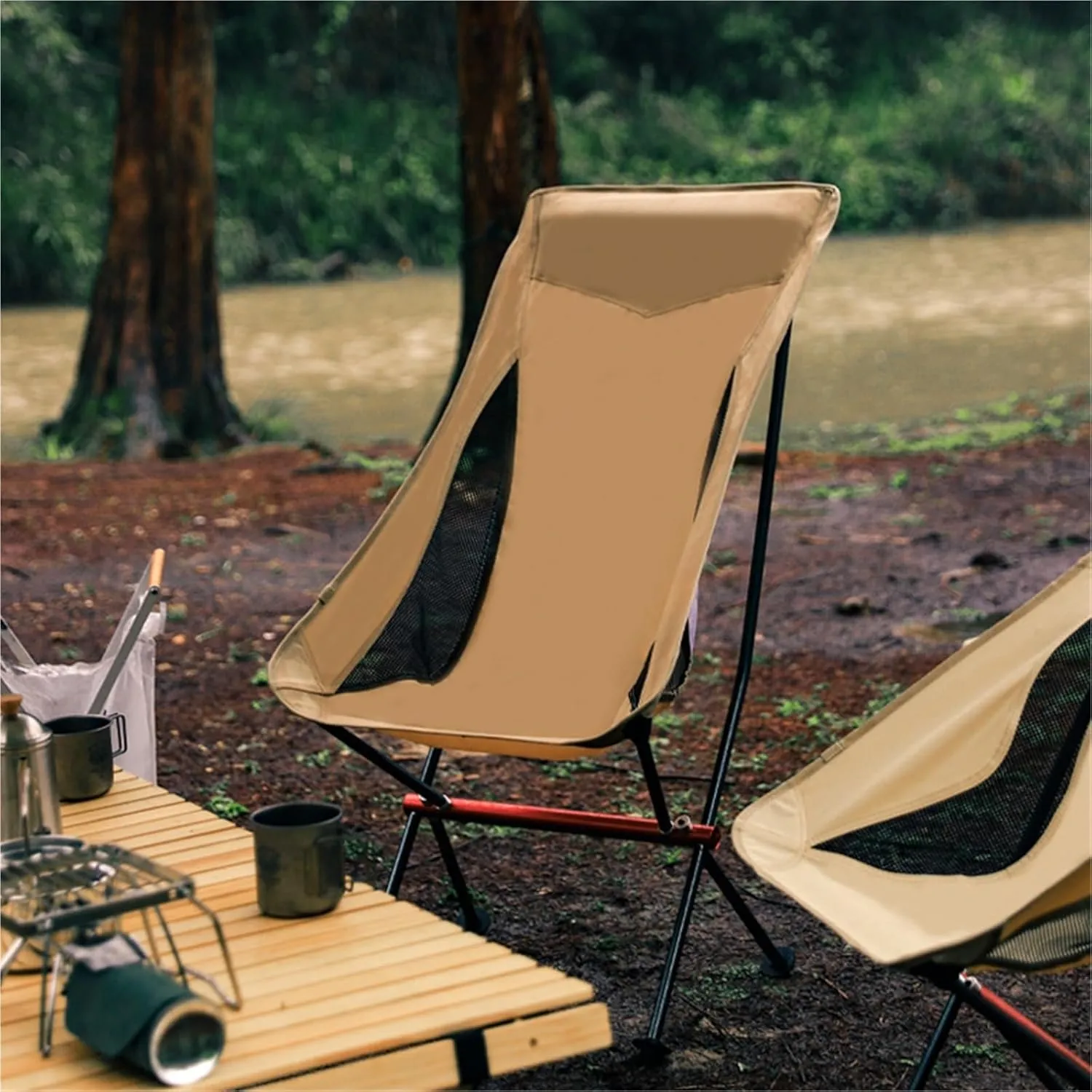 Outdoor Ultra-Light Folding Chair Portable Space Backrest Beach Leisure Fishing Barbecue Large Chair