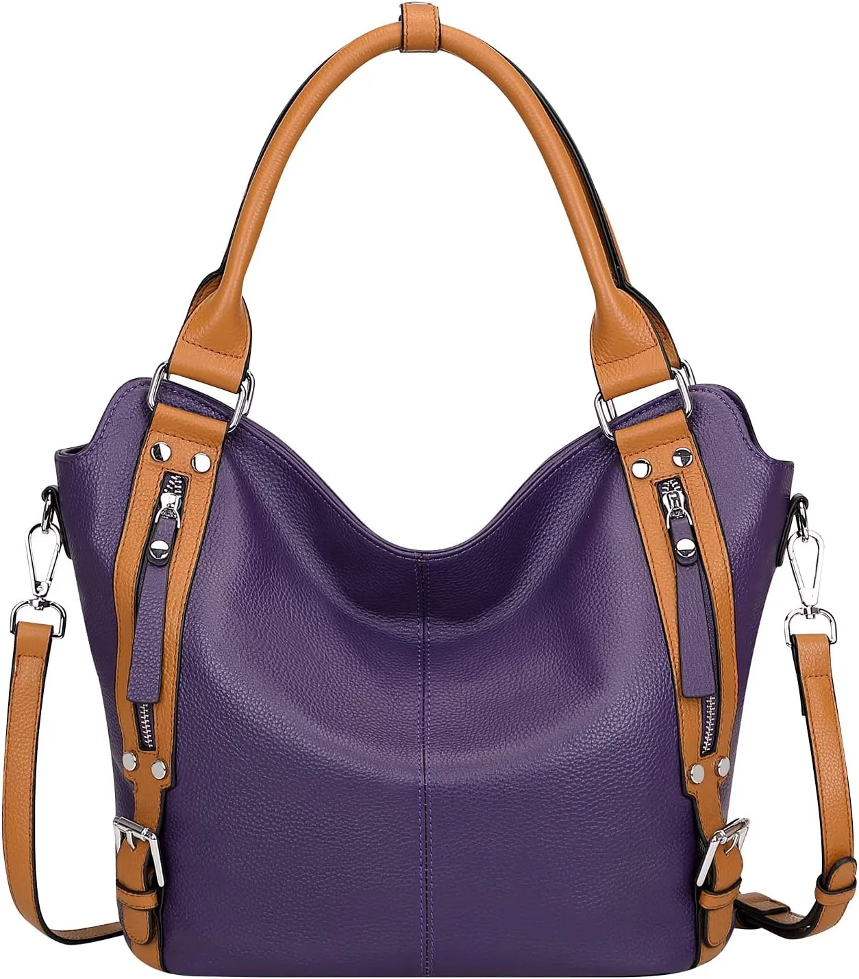 Over Earth Genuine Leather Handbags for Women Hobo Shoulder Bags Ladies Tote Bag