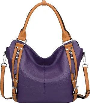 Over Earth Genuine Leather Handbags for Women Hobo Shoulder Bags Ladies Tote Bag