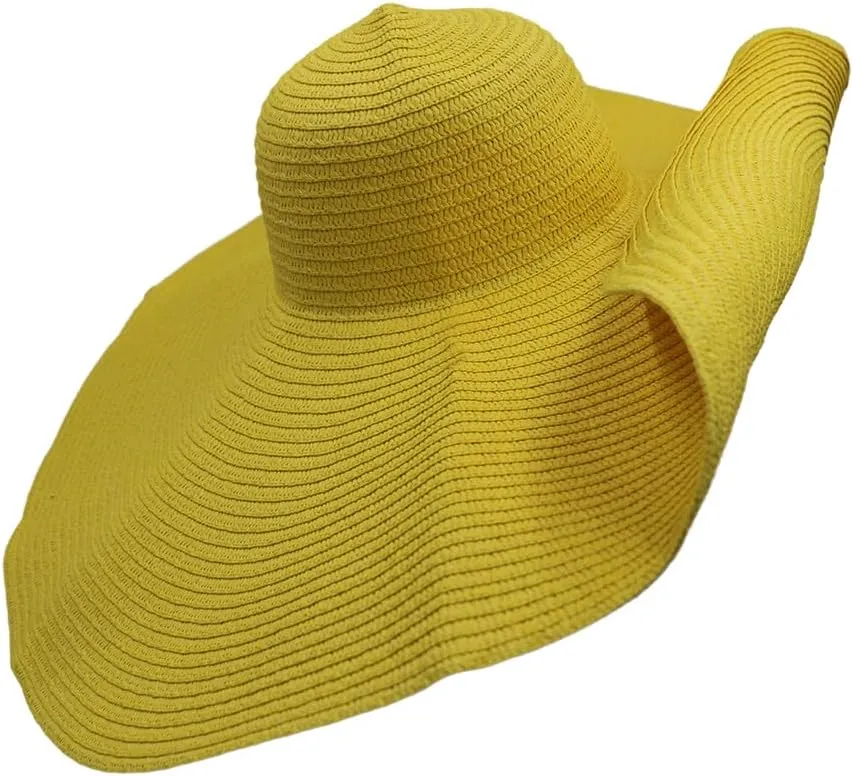 Oversized Sun Straw Hat for Women, UPF 50  Floppy Wide Brim Summer Hat, Foldable Packable Roll up Beach Cap