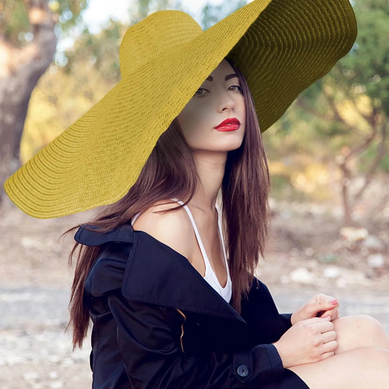 Oversized Sun Straw Hat for Women, UPF 50  Floppy Wide Brim Summer Hat, Foldable Packable Roll up Beach Cap
